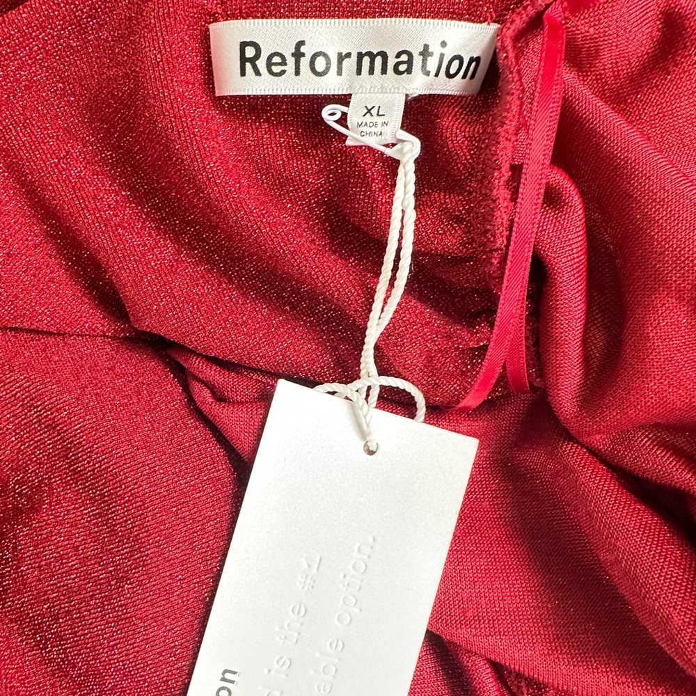 REFORMATION Breslin Knit Dress Red Sparkle - Picture 8 of 10